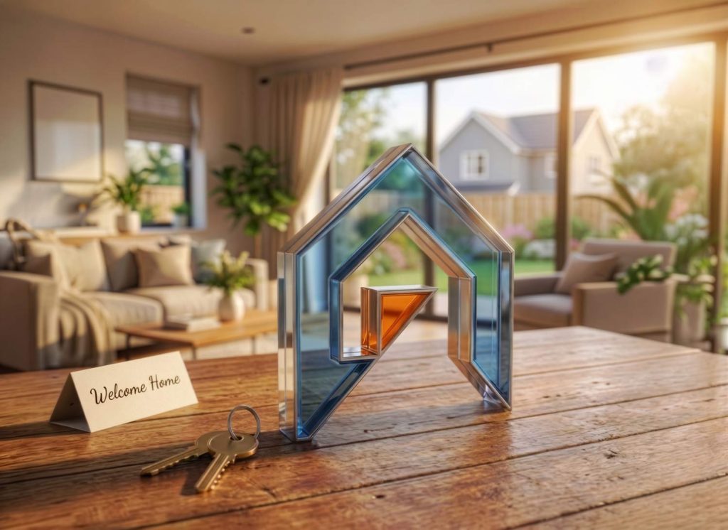 Family celebrating homeownership